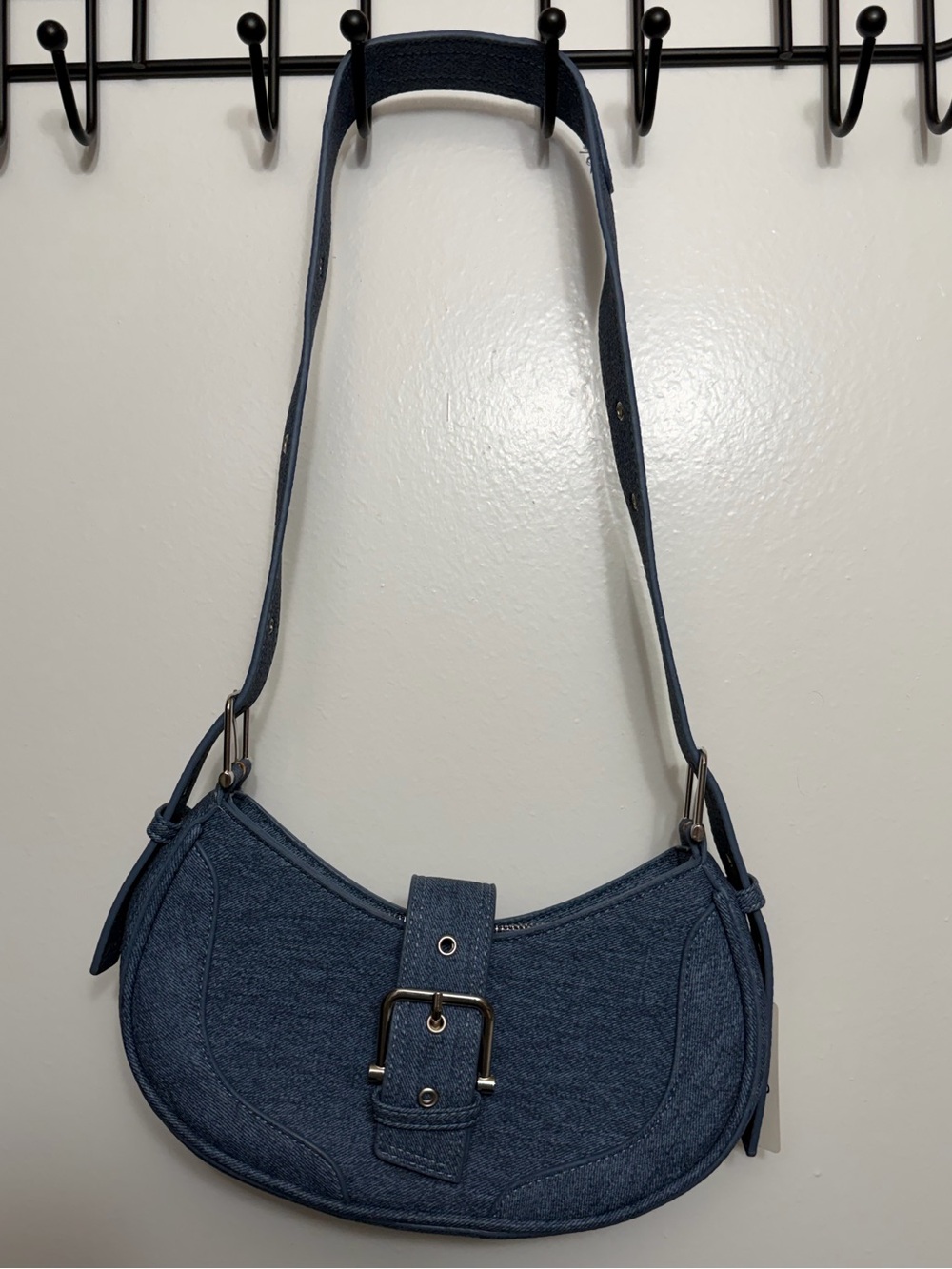 Windsor Season Staple Denim Print Faux Leather Shoulder Bag